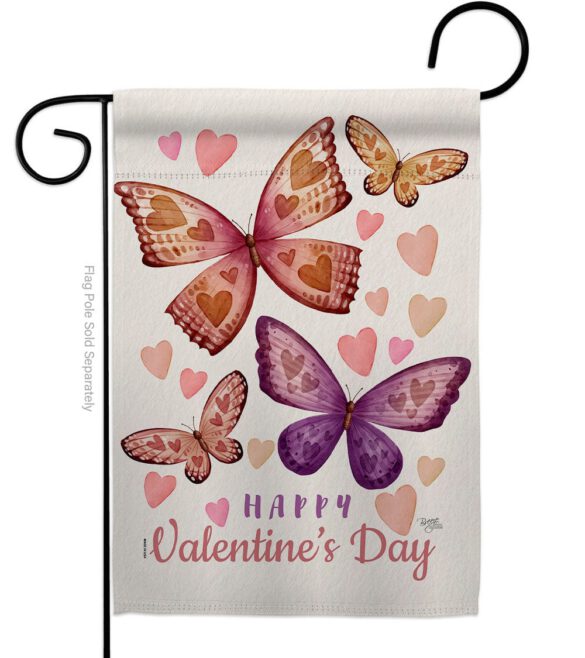 Butterflies Loves - Valentines Spring Vertical Impressions Decorative Flags HG101067 Made In USA