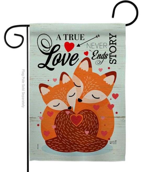Foxes Love - Valentines Spring Vertical Impressions Decorative Flags HG137390 Made In USA
