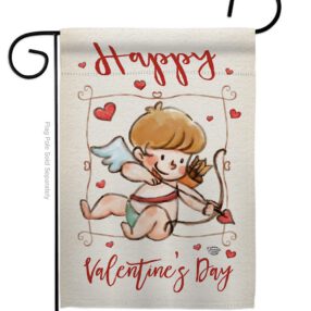 Happy Valentine's Day Cupid - Valentines Spring Vertical Impressions Decorative Flags HG191109 Made In USA