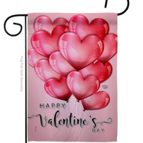 Happy Love Balloons - Valentines Spring Vertical Impressions Decorative Flags HG192150 Made In USA