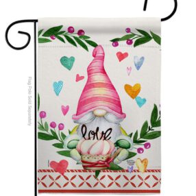Gnome Give Love - Valentines Spring Vertical Impressions Decorative Flags HG192407 Made In USA