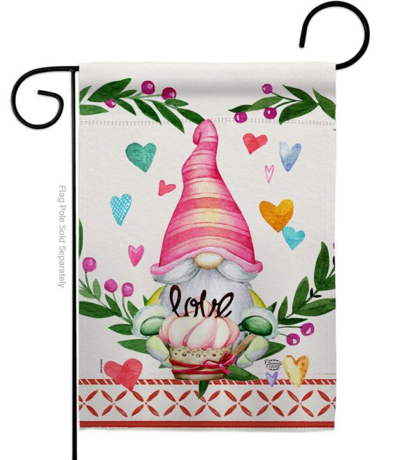 Gnome Give Love - Valentines Spring Vertical Impressions Decorative Flags HG192407 Made In USA