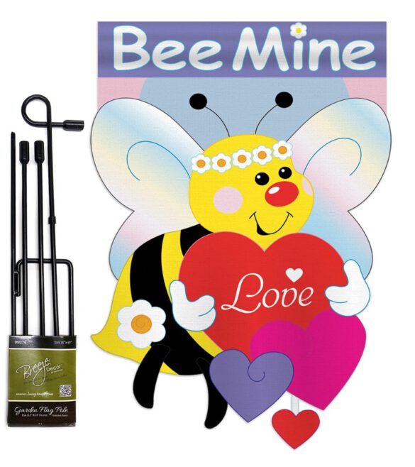 Bee Mine - Valentines Spring Vertical Applique Decorative Flags HG101039 - Image 4
