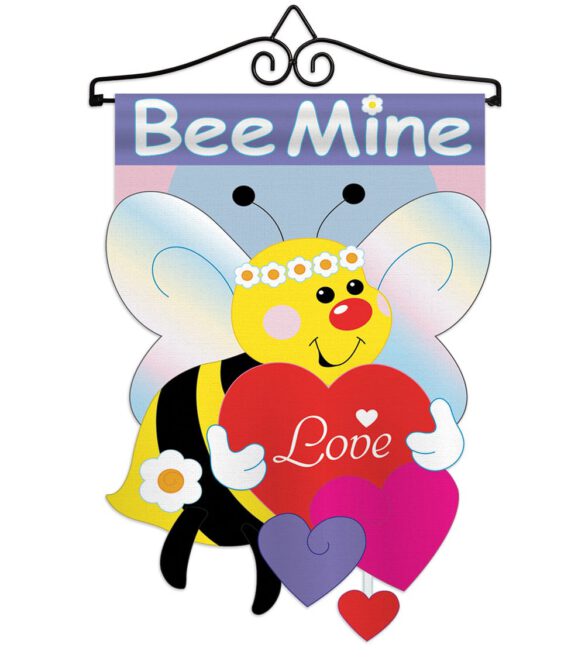 Bee Mine - Valentines Spring Vertical Applique Decorative Flags HG101039 - Image 7
