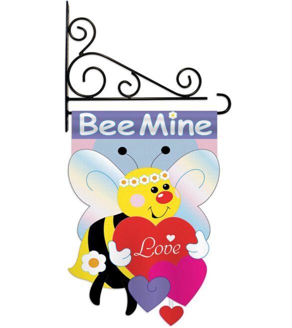 Bee Mine - Valentines Spring Vertical Applique Decorative Flags HG101039 - Image 8