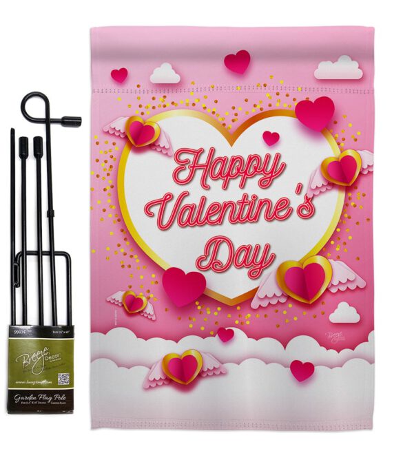 Flying Heart Valentine's - Valentines Spring Vertical Impressions Decorative Flags HG101060 Made In USA - Image 4