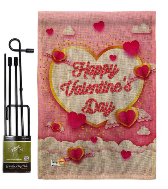 Flying Heart Valentine's - Valentines Spring Vertical Impressions Decorative Flags HG101060 Made In USA - Image 9