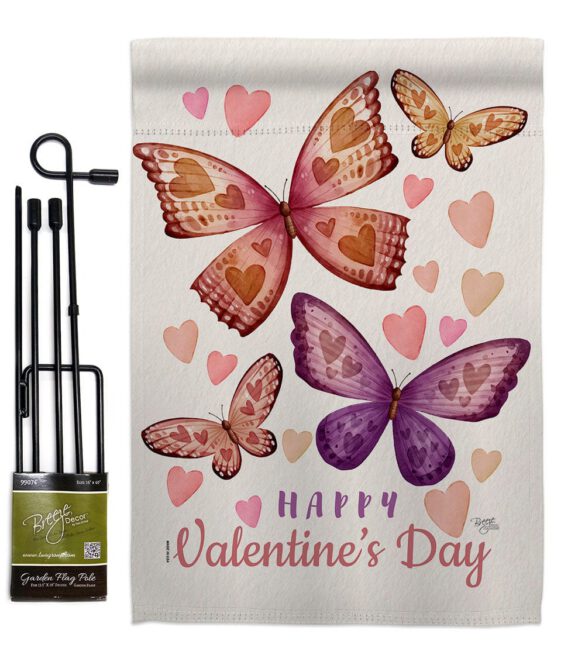 Butterflies Loves - Valentines Spring Vertical Impressions Decorative Flags HG101067 Made In USA - Image 4