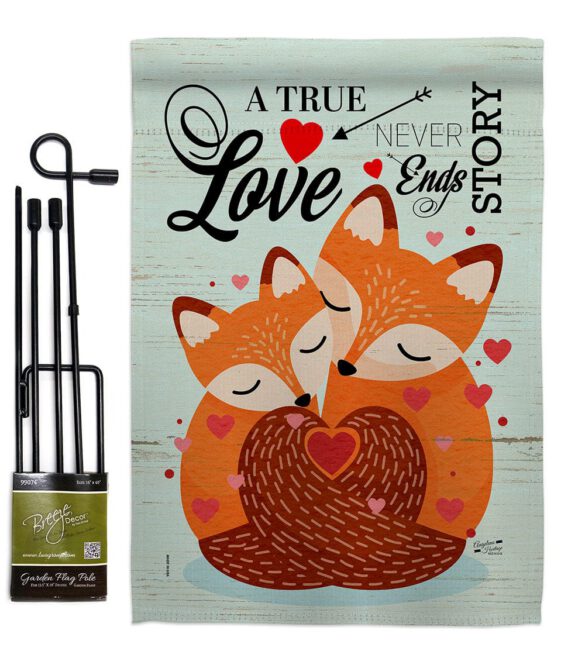 Foxes Love - Valentines Spring Vertical Impressions Decorative Flags HG137390 Made In USA - Image 4