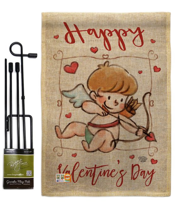 Happy Valentine's Day Cupid - Valentines Spring Vertical Impressions Decorative Flags HG191109 Made In USA - Image 9