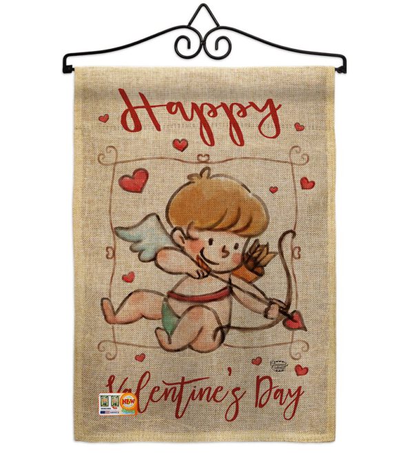 Happy Valentine's Day Cupid - Valentines Spring Vertical Impressions Decorative Flags HG191109 Made In USA - Image 10