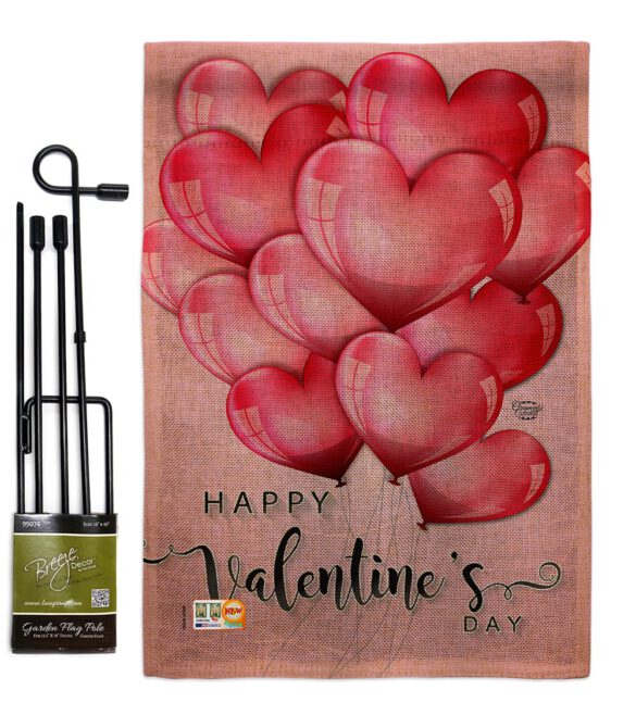 Happy Love Balloons - Valentines Spring Vertical Impressions Decorative Flags HG192150 Made In USA - Image 9