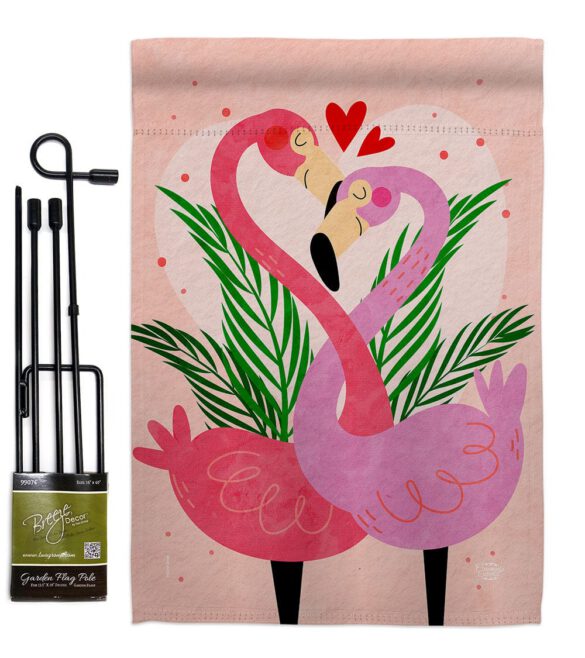 Flamingo Love - Valentines Spring Vertical Impressions Decorative Flags HG192540 Made In USA - Image 4