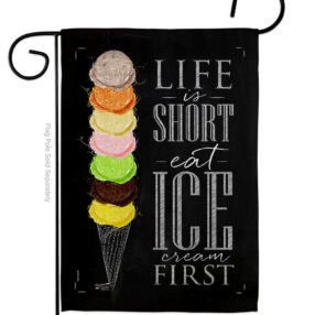 Eat Ice Cream First - Vegetable Food Vertical Impressions Decorative Flags HG137279 Made In USA