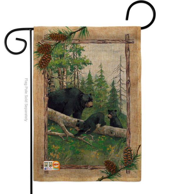 Black Bear & Cubs - Wildlife Nature Vertical Impressions Decorative Flags HG110043 Made In USA - Image 8