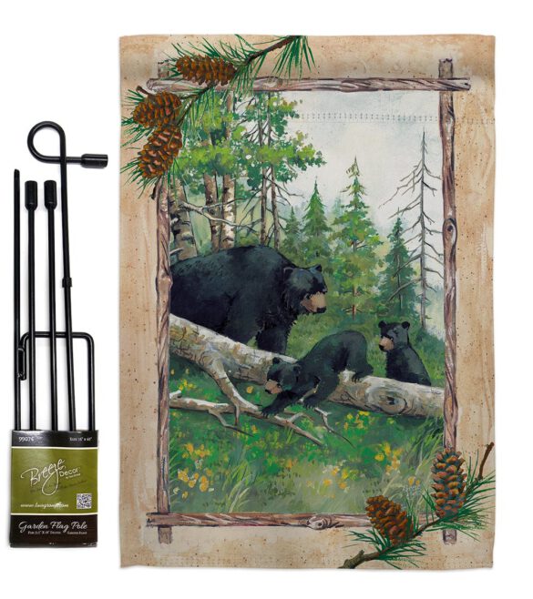 Black Bear & Cubs - Wildlife Nature Vertical Impressions Decorative Flags HG110043 Made In USA - Image 4