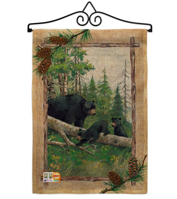 Black Bear & Cubs - Wildlife Nature Vertical Impressions Decorative Flags HG110043 Made In USA - Image 10