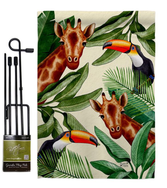 Giraffe & Toucan - Wildlife Nature Vertical Impressions Decorative Flags HG137579 Made In USA - Image 4