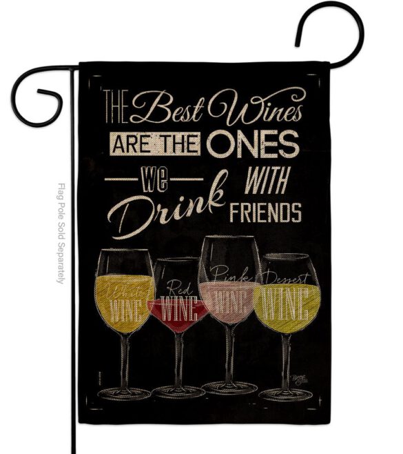 Best Wine with Friends - Wine Happy Hour & Drinks Vertical Impressions Decorative Flags HG117072 Made In USA - Image 11