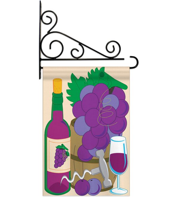 Grape - Wine Happy Hour & Drinks Vertical Applique Decorative Flags HG117010 - Image 8