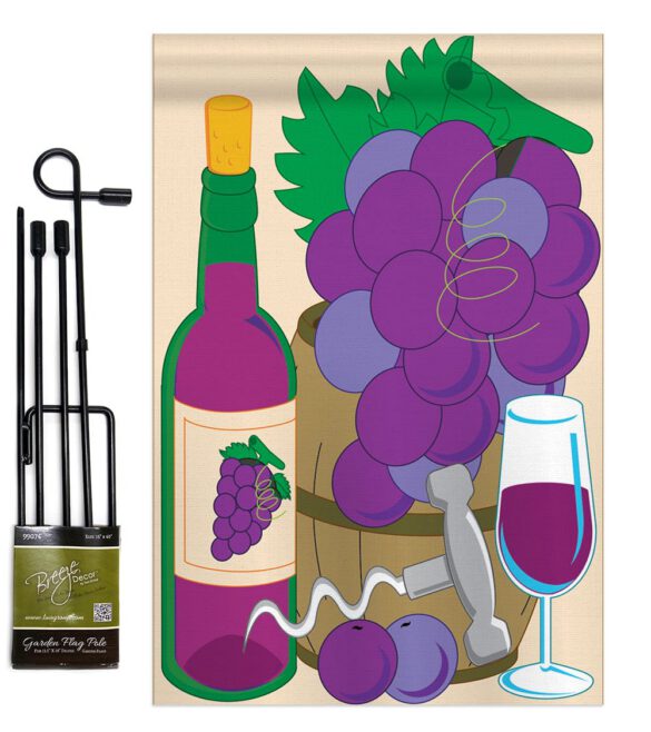 Grape - Wine Happy Hour & Drinks Vertical Applique Decorative Flags HG117010 - Image 4