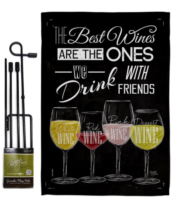 Best Wine with Friends - Wine Happy Hour & Drinks Vertical Impressions Decorative Flags HG117072 Made In USA - Image 4