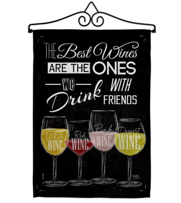 Best Wine with Friends - Wine Happy Hour & Drinks Vertical Impressions Decorative Flags HG117072 Made In USA - Image 7