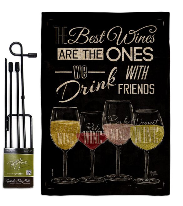 Best Wine with Friends - Wine Happy Hour & Drinks Vertical Impressions Decorative Flags HG117072 Made In USA - Image 14