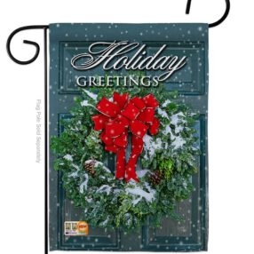 Holiday Greeting Wreath - Winter Wonderland Winter Vertical Impressions Decorative Flags HG114138 Made In USA
