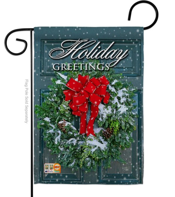 Holiday Greeting Wreath - Winter Wonderland Winter Vertical Impressions Decorative Flags HG114138 Made In USA