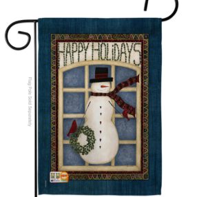 Happy Holidays Snowman - Winter Wonderland Winter Vertical Impressions Decorative Flags HG114164 Made In USA
