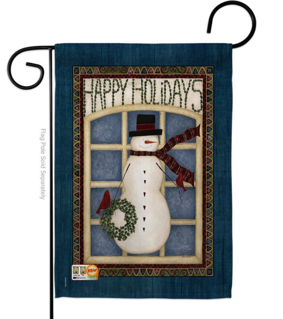 Happy Holidays Snowman - Winter Wonderland Winter Vertical Impressions Decorative Flags HG114164 Made In USA