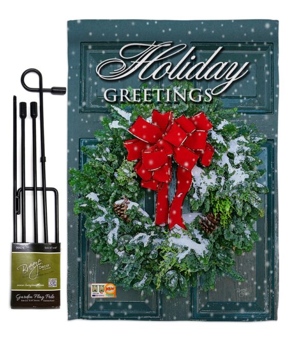 Holiday Greeting Wreath - Winter Wonderland Winter Vertical Impressions Decorative Flags HG114138 Made In USA - Image 4