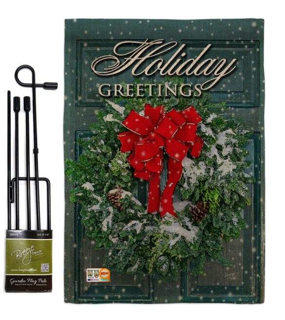 Holiday Greeting Wreath - Winter Wonderland Winter Vertical Impressions Decorative Flags HG114138 Made In USA - Image 9