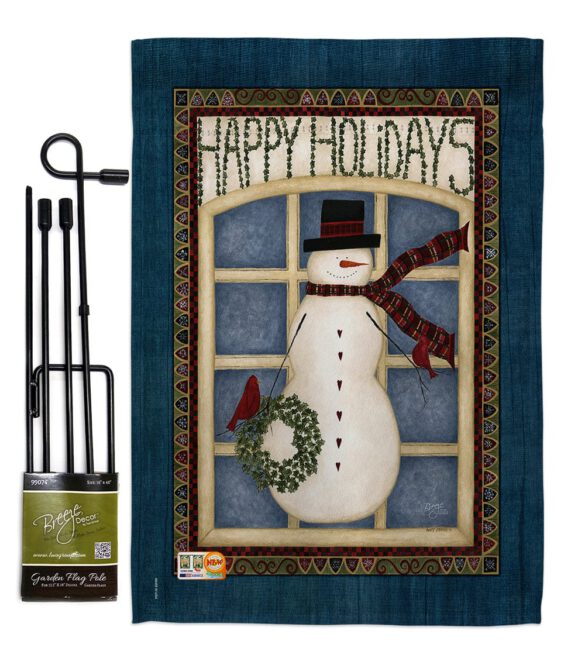 Happy Holidays Snowman - Winter Wonderland Winter Vertical Impressions Decorative Flags HG114164 Made In USA - Image 4