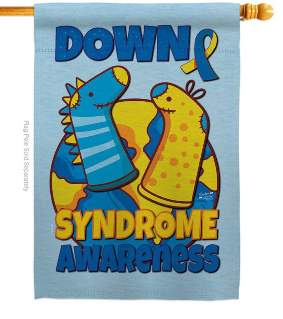Down Syndrome Sock - Support Inspirational Vertical Impressions Decorative Flags HG130424 Made In USA - Image 2