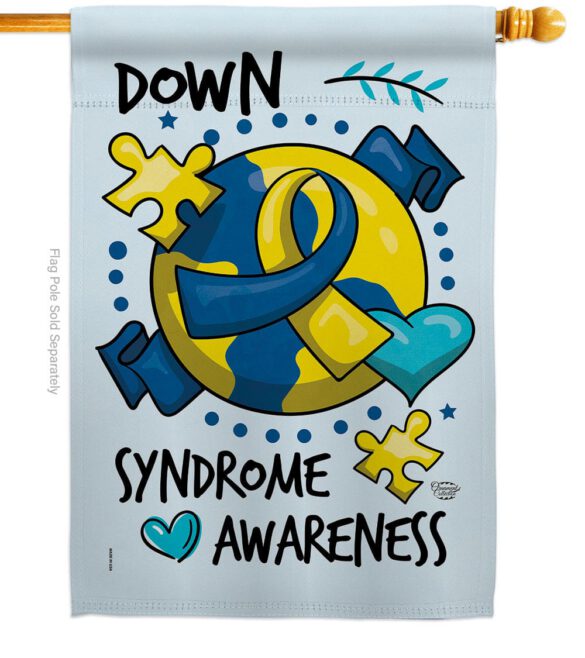 Down Syndorome Heart - Support Inspirational Vertical Impressions Decorative Flags HG190183 Made In USA - Image 2