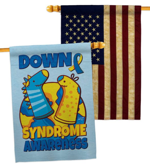 Down Syndrome Sock - Support Inspirational Vertical Impressions Decorative Flags HG130424 Made In USA - Image 8