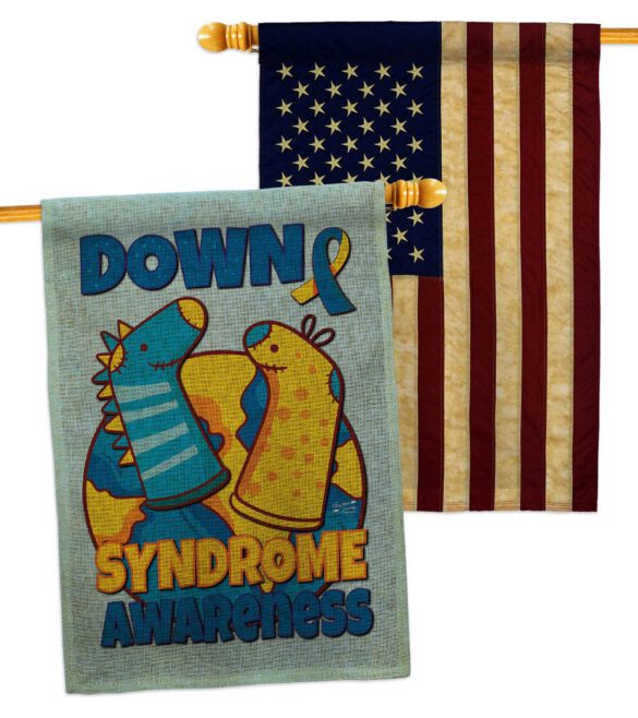 Down Syndrome Sock - Support Inspirational Vertical Impressions Decorative Flags HG130424 Made In USA - Image 29