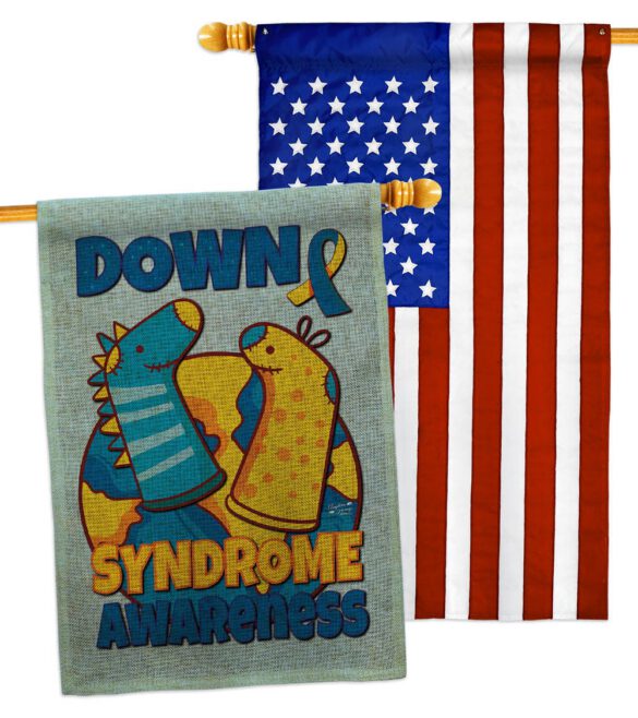 Down Syndrome Sock - Support Inspirational Vertical Impressions Decorative Flags HG130424 Made In USA - Image 31