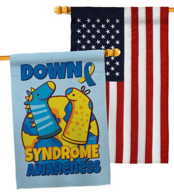 Down Syndrome Sock - Support Inspirational Vertical Impressions Decorative Flags HG130424 Made In USA - Image 15