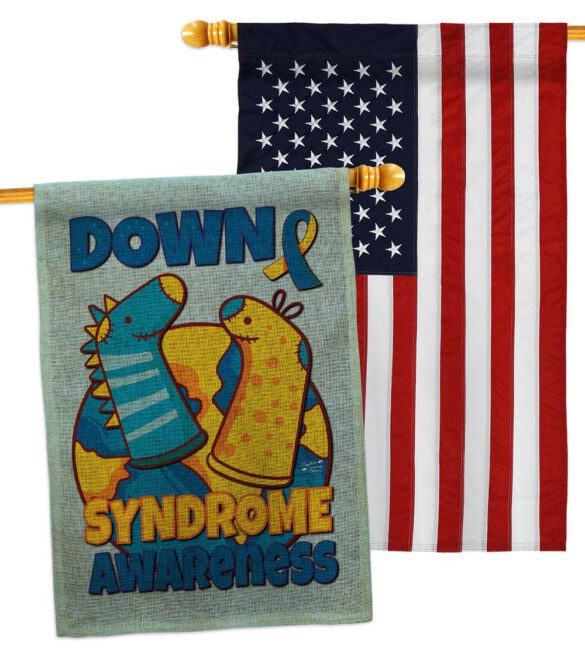 Down Syndrome Sock - Support Inspirational Vertical Impressions Decorative Flags HG130424 Made In USA - Image 36