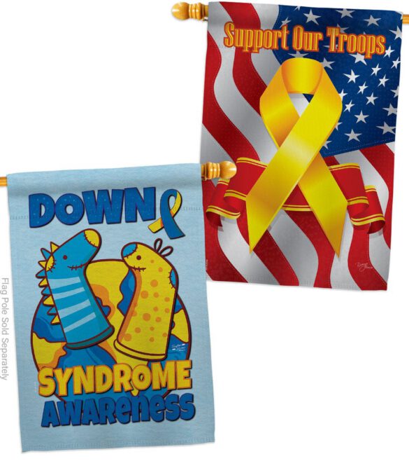 Down Syndrome Sock - Support Inspirational Vertical Impressions Decorative Flags HG130424 Made In USA - Image 14