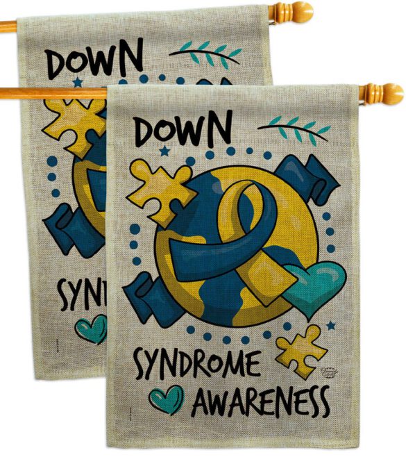 Down Syndorome Heart - Support Inspirational Vertical Impressions Decorative Flags HG190183 Made In USA - Image 33