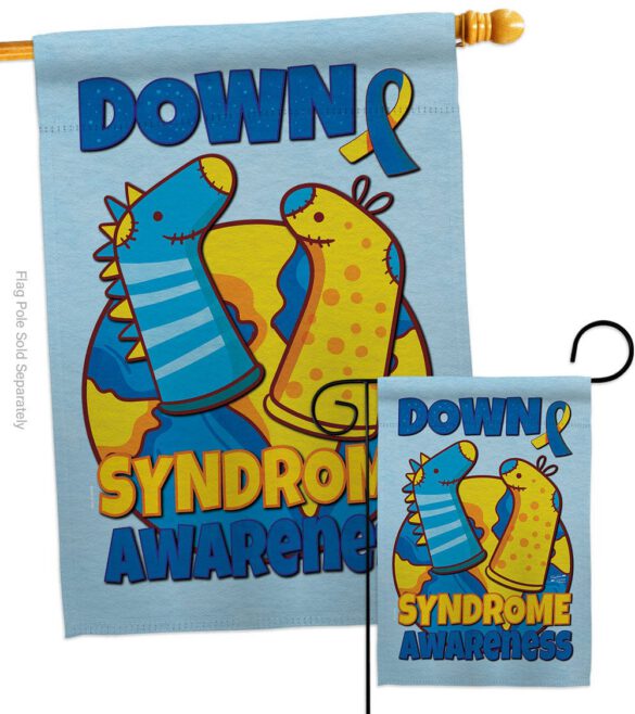 Down Syndrome Sock - Support Inspirational Vertical Impressions Decorative Flags HG130424 Made In USA - Image 3