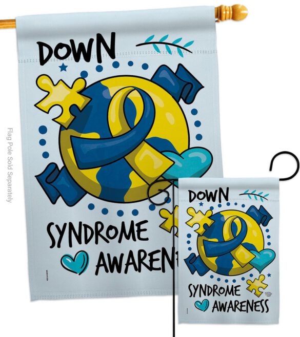 Down Syndorome Heart - Support Inspirational Vertical Impressions Decorative Flags HG190183 Made In USA - Image 3