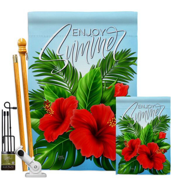 Enjoy Hibiscus - Beach Coastal Vertical Impressions Decorative Flags HG106095 Made In USA - Image 6