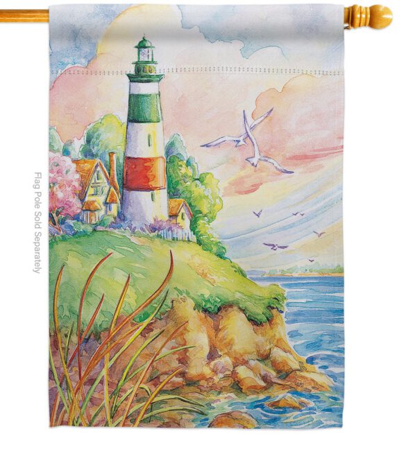Cliff Lighthouse - Beach Coastal Vertical Impressions Decorative Flags HG106064 Made In USA - Image 2