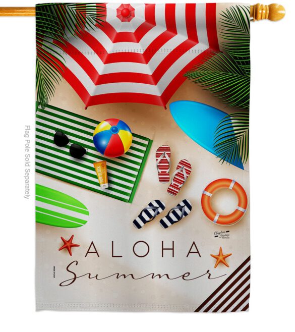 Aloha Beach Time - Beach Coastal Vertical Impressions Decorative Flags HG137451 Made In USA - Image 3
