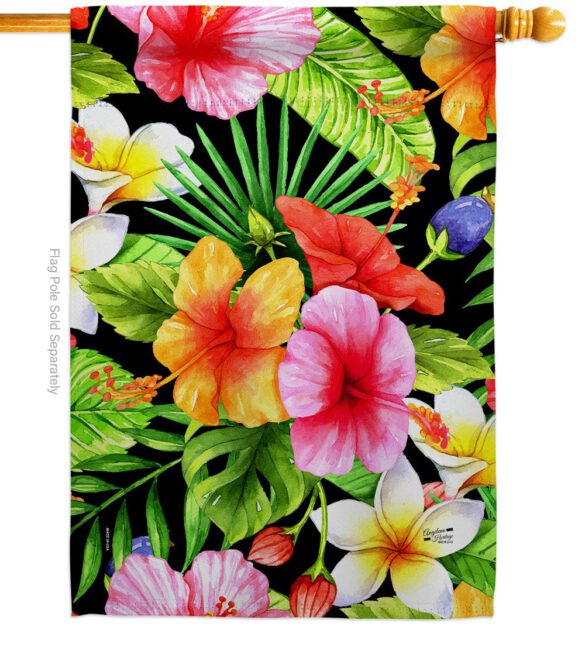 Hibiscus Bush - Beach Coastal Vertical Impressions Decorative Flags HG137550 Made In USA - Image 2
